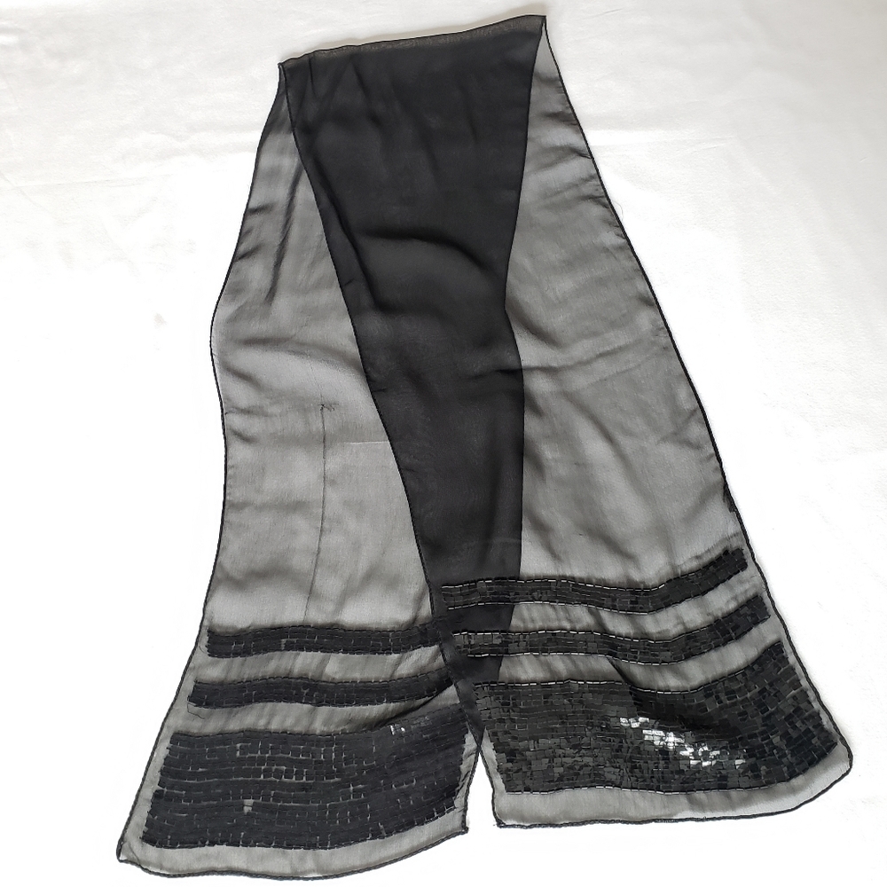 Sheer Black Sequined Scarf - Picture 6 of 6